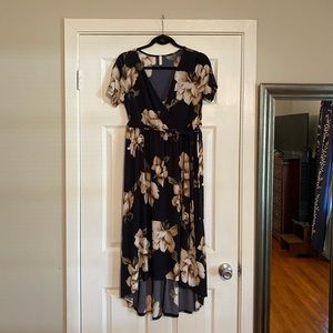 PinkBlush Navy Floral Hi-Low Midi Dress